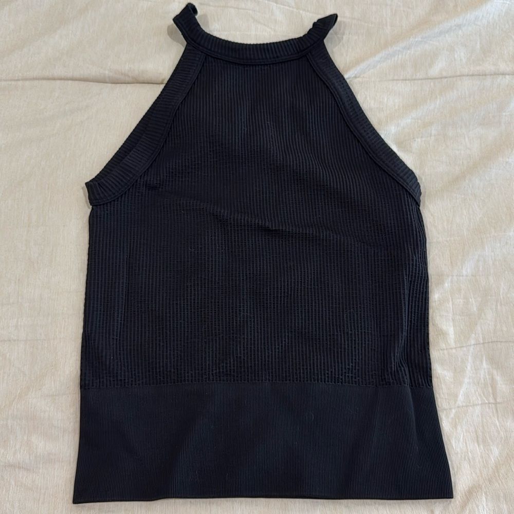 Intimately by Free People Black Wide Rib Halter Cami Seamless Tank Top NWOT